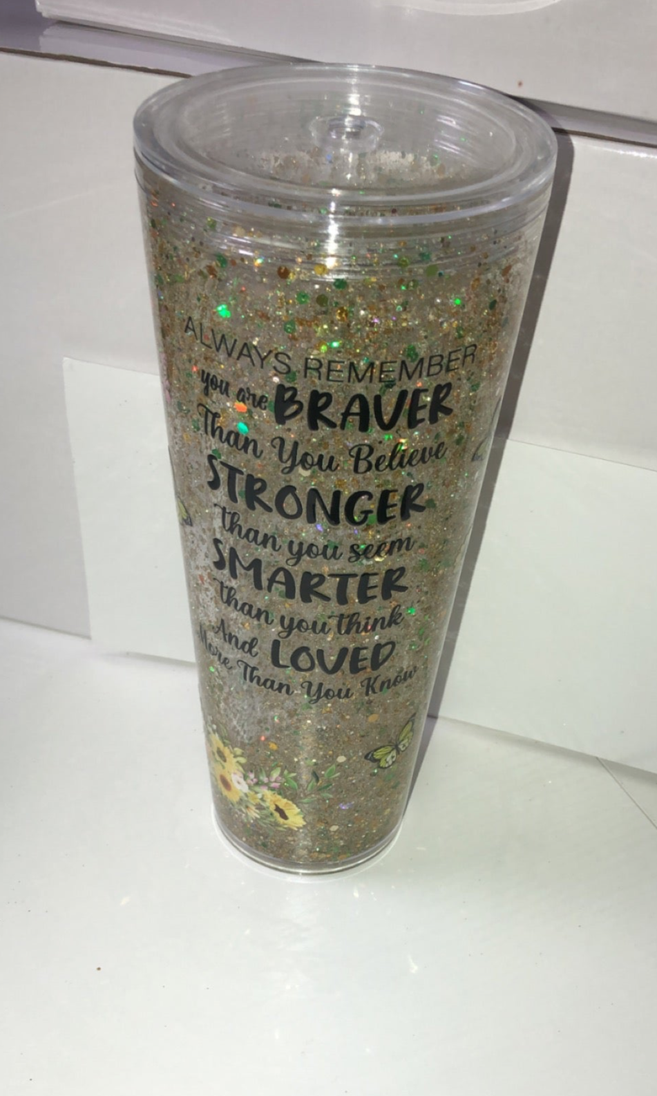 25oz Plastic Always Remember SnowGlobe Tumbler